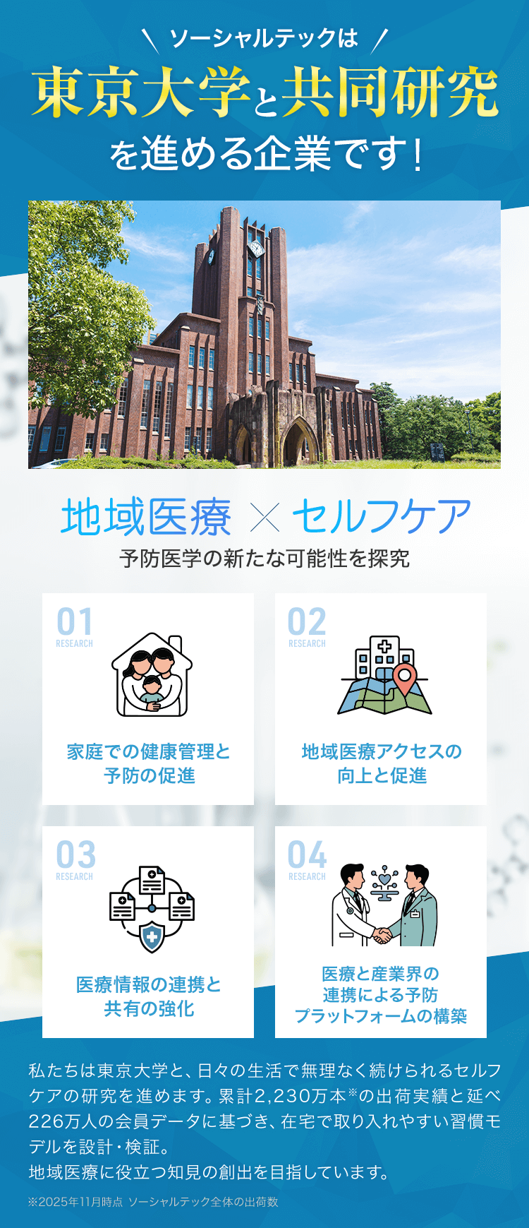 ソーシャルテックは東京大学と共同研究を進める企業です