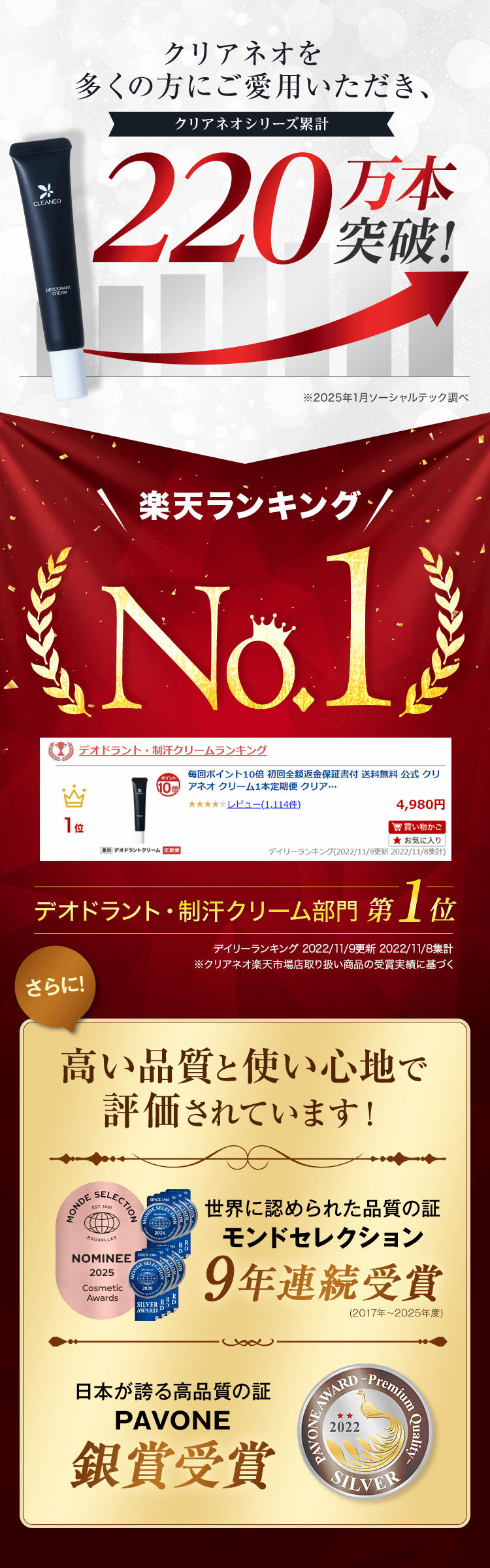 たくさんのニオイ悩みを解消しクリアネオシリーズ累計200万本突破!